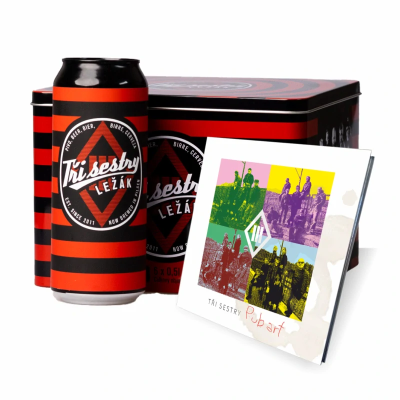 Set 6 piv Tři sestry - Ležák v plechové dóze + CD Pub art