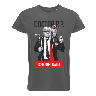 Tričko unisex Doctor P.P. - Jsem dokonalej - šedé